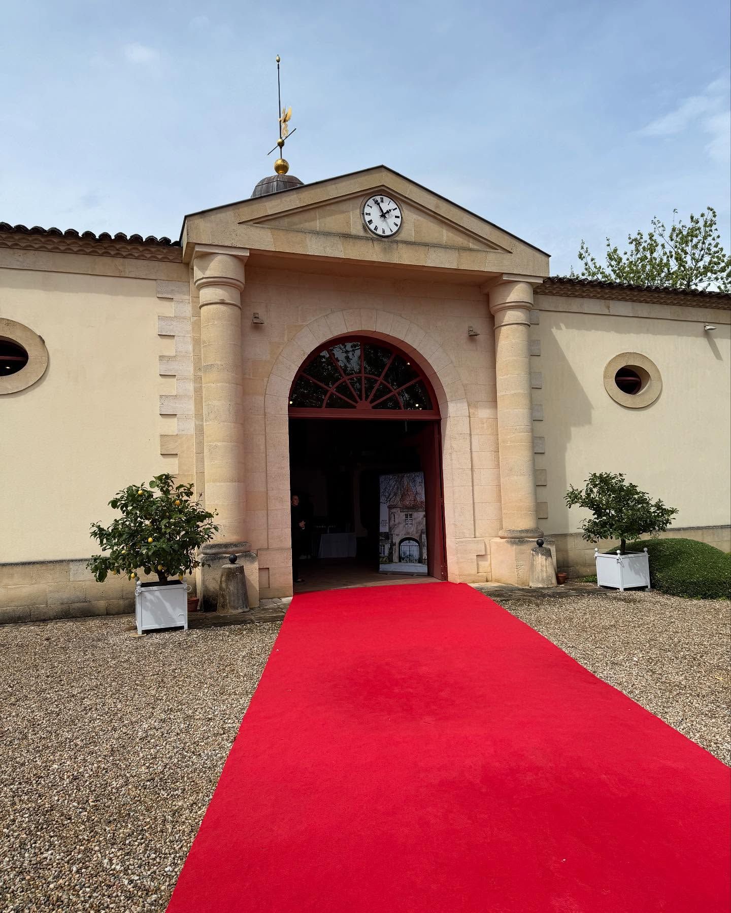 Red carpet for the En Primeur 2024 tasting at Chateau Troplomg Mondot in Saint Emilion